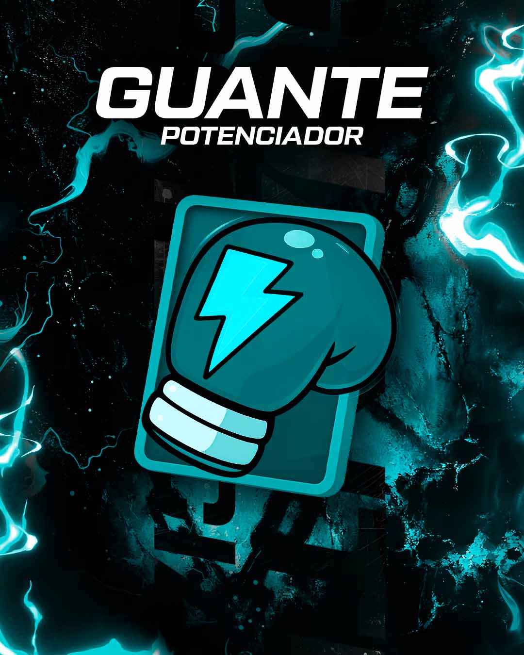 Animación de guante potenciador celeste para batallas de TikTok.
