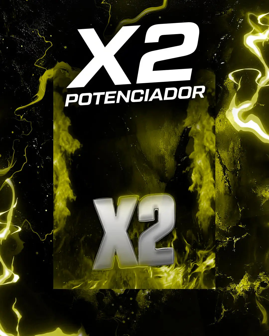 Animación de un potenciador x2 de color amarillo para batallas de TikTok.