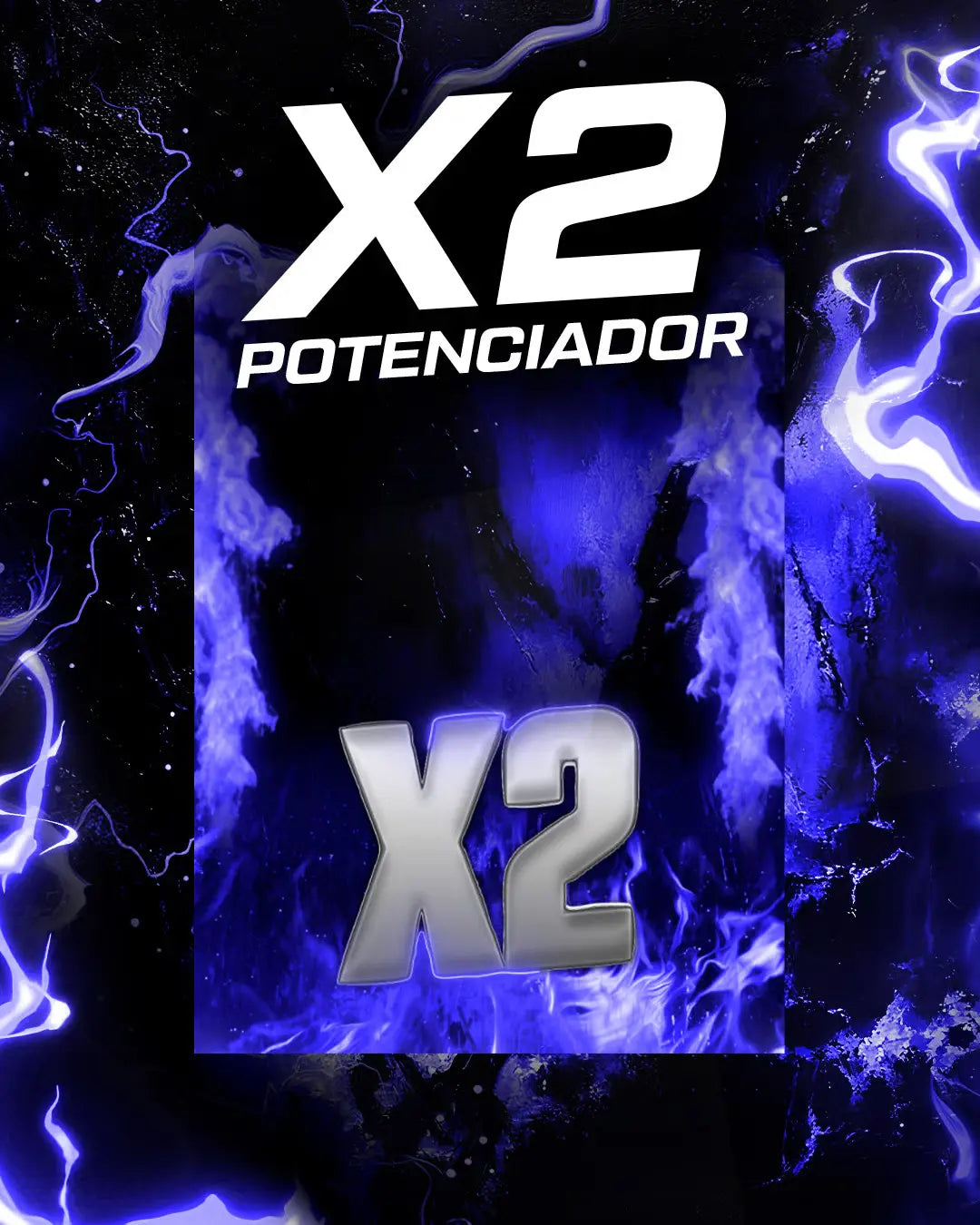 Animación de un potenciador x2 de color azul para batallas de TikTok.