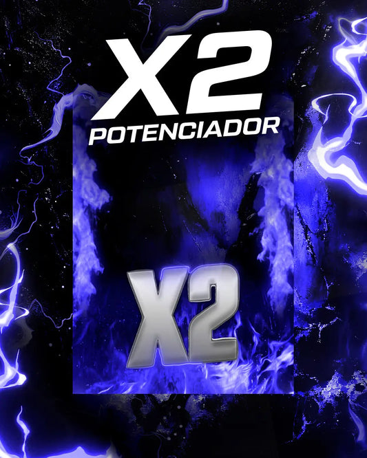 Animación de un potenciador x2 de color azul para batallas de TikTok.