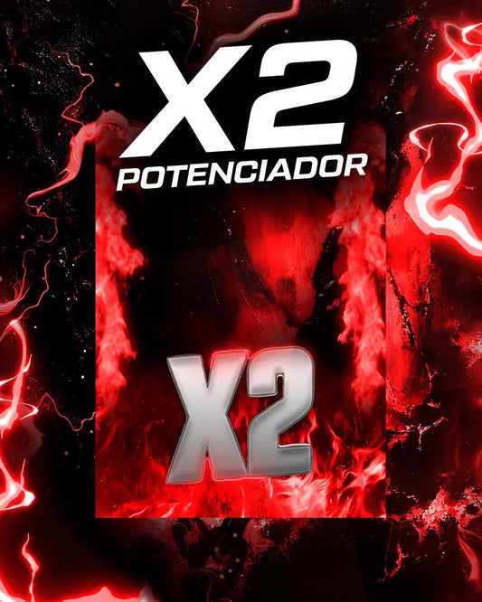 Animación de un potenciador x2 de color rojo para batallas de TikTok.